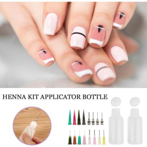 2Pcs Temporary Tattoo Kit Applicator Bottles With 16 Tips Needles For Henna Tattoo Cone DIY Tattoo Bottle Kits Tattoo Accesories