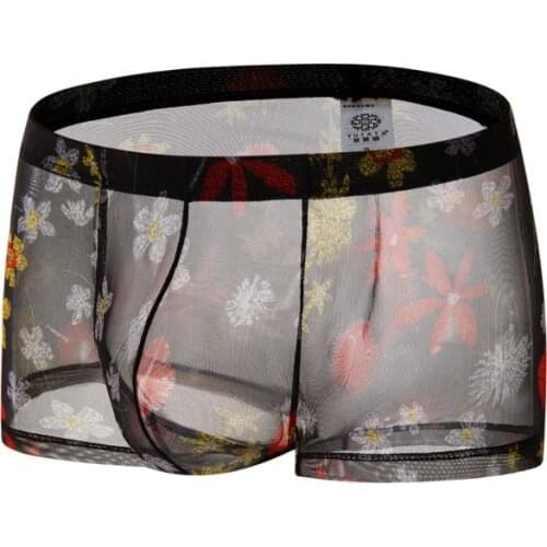 2020 New Style Brand YUTATA Sexy Underwear Ultra-thin Transparent Boxer shorts Male Mesh Slips Homme Panties printed boxers