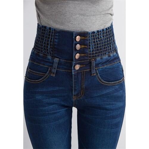 2021 Winter Jeans High Waist Skinny Pants Fleece /no velvet Elastic Waist Jeggings Casual Plus Size Jeans For Women Warm Jeans