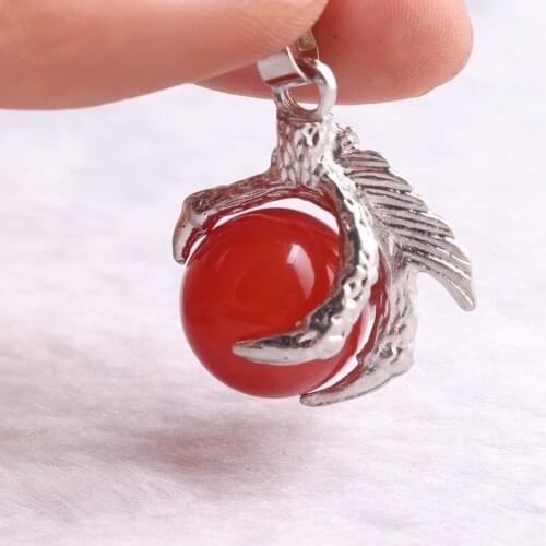 24pcs Wholesales Carnelian Necklace Pendant Holding 16mm Ball Beads Natural Stone Crystal Quartz Jewelry Healing Chakra Pendulum