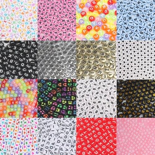 100pcs Mixed Square Alphabet Letter Beads Loose Round Heart Number Beads For Jewelry Making DIY Charms Bracelets Accessories