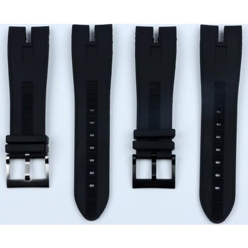 Black Nature 26.5mm Rubber Silicone Watchband Watch Band For Roger Dubuis Strap for EasyDiver series 46mm dial Logo Pin Buckle