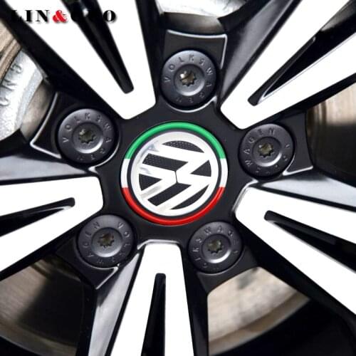 4 pcs car wheel center decorative stickers Fit For Volkswagen VW Golf 4 5 6 Polo Passat B5 B6 B7 Jetta Mk6 Tiguan car styling