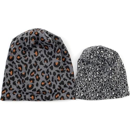 Childrens Casual Four Seasons Leopard Print Beanie Caps Cotton Warm Skullies Hats For Kids Newborn Boys Girls Fashion Beanies