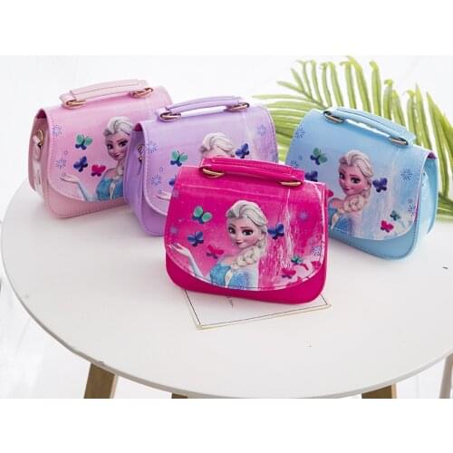 Disney Princess Children Pu Messenger Bag Frozen Elsa Shoulder Bag Handbag Kid Fashion Shopping Bag For Girl Gift
