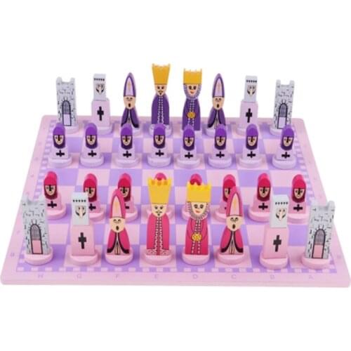 Top!-Travel Chess Set with Chess Board Educational Toys for Kids and Adults Pink