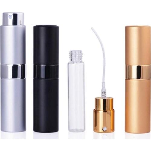 Hot 200pcs/lot High Quality 15ML/8ml Mini Aluminum Perfume Bottle Empty Filling Spray Perfume Atomizer Rotary Bottle
