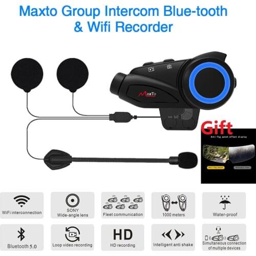 Maxto M3 Motorcycle Helmet Intercom Bluetooth & WIFI Recorer Group 6 Riders Moto Interphone DVR Dash Camera HD Sony 1080P Lens