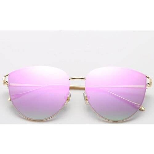 Alloy Frame UV400 Goggles Classic Fashion Pilot Aviation Sun Glasses Rimless Ocean Lens Luxury Brand Design Cat Women Sunglasses