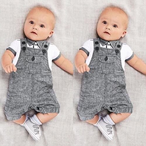 2PCS Newborn Baby Boys Clothes Set Shirt +Suspender Pants Gentleman Cotton Baby Clothing Sets Summer Toddler Infant Boy Outifits