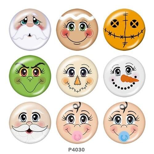 Santa Claus baby face 12mm/18mm/20mm/25mm/30mm Round glass cabochon flat back Making findings snap button jewelry P4030