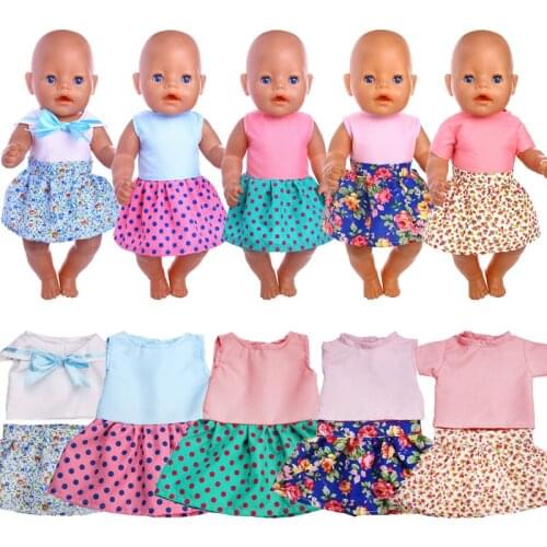 Doll Clothes 15 Colorful Dress With Bow Tie Fit 18 Inch American&43 Cm Baby New Born Doll Zaps Generation Christmas Girl`s Toy