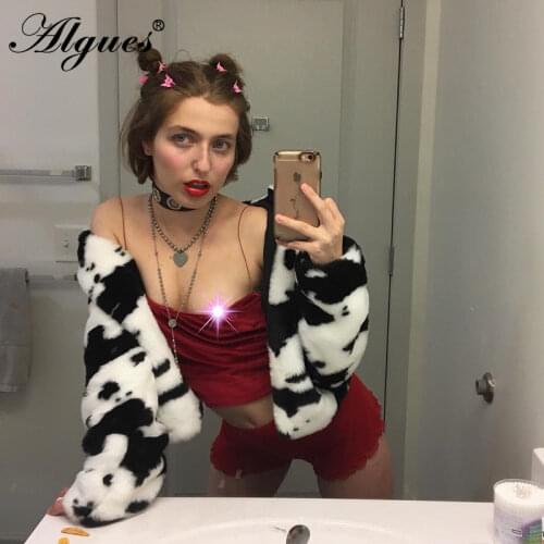 2020 Winter Fashion Cow Print Woolen Ladies Jackets Coats Zipper Turn Down Collar Female Outfit Long Sleeve Warm Autumn Coat