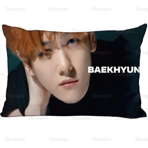 BAEK HYUN Kpop Star Pillowcase Satin Fabric Pillow Cover New Rectangle Zipper Pillow Cases Home Office Wedding Decorative 0512