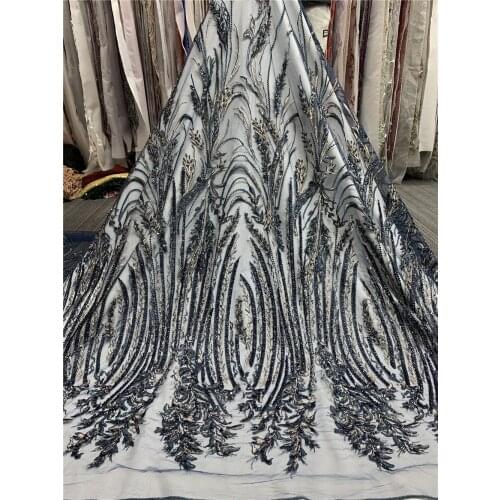 Nigerian Net Mesh Lace Fabric Top Selling S-2986815 Lace Fabrics with beads High Quality African French Tulle Lace Fabric