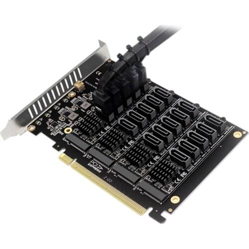PCI-E SATA Card PCIE X16 NVME M.2 RAID Array Expansion To SATA 20-Port Adapter Card JMB585 Chip
