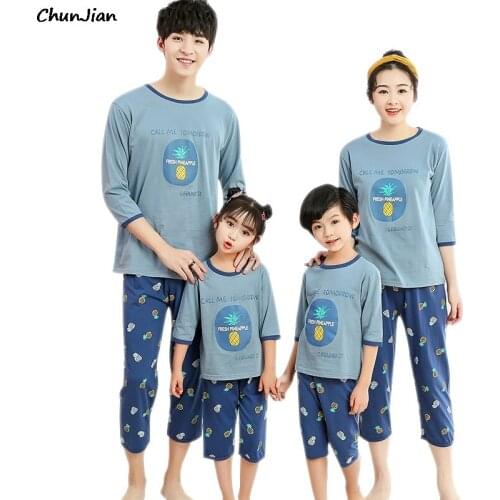 Big Size Family Matching Pajama Sets Childrens Sleepwear Summer Short Pyjamas Kids Teen Pajamas for Girls Boys Ages 12 14Years