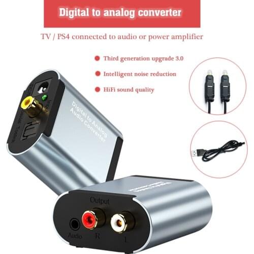 3.5mm Digital To Analog Audio Converter Audio Amplifier Decoder Space Gray Coaxial Toslink Decoder RCA R/L Projector Displayer
