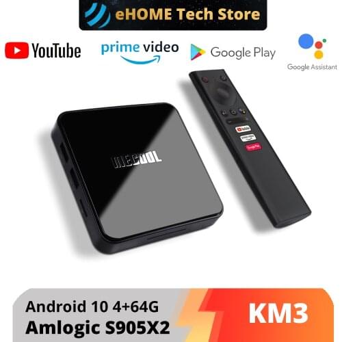 Android 10.0 Amlogic S905X2 Voice Control Smart TV Box Quad Core 4GB/64GB Set Top Box 2.4G & 5G Wifi 4K Media Player Mecool KM3