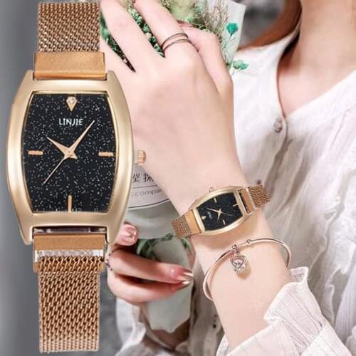Simple Square Women Watches Fashion Casual Ladies Stainless steel magnet Wristwatches Black Female Quartz Clock Damenuhr Gift
