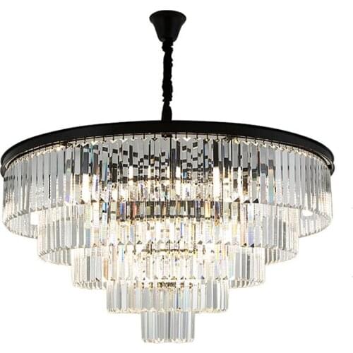 Crystal K9 Modern Crystal Chandelier Elegant Gray Smoke Crystal Suspension Coffee Lamps Hotel Restaurant