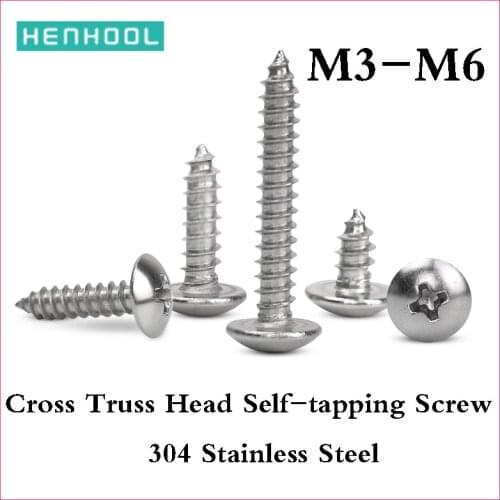 Truss Head Self-tapping Screw 304 Stainless Steel electronic Wood screws lengthen Mushroom Head Wood Screw HENHOOLM3M3.5M4M5M6