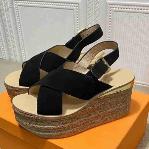 Platform Opened Toe Women Sandals Luxury Brand Designer Women Shoes Thick Bottom Travel Sandsl New Genuine Leather Women Shoes