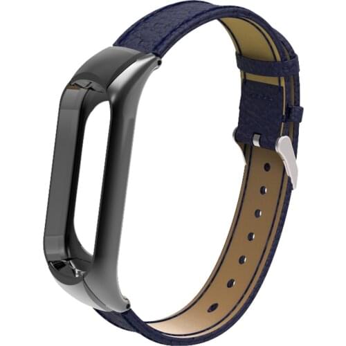 Replacement Wrist Leather Strap Wristband with Metal Frame for Xiaomi Band 3