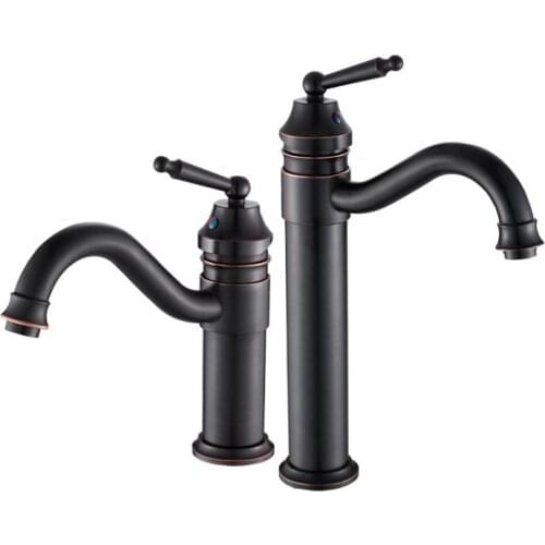 2 Colors Brass Material Deck Mounted Cold & Hot Water of Tall and Short Basin Faucet