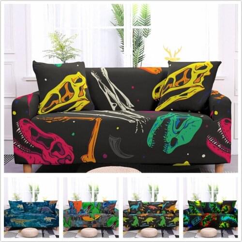 Spandex Sofa Cover Cartoon Dinosaur Elastic Furniture Armchair For Living Room Modern Corner Sofa 1/2/3/4 Seat Animal Slipcovers