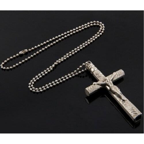 Steel Key Chain Silver/Black Cross Christian Necklace Cross Drum Keys Jazz Wrench Head Tuning Drums Tool Gift Accessories