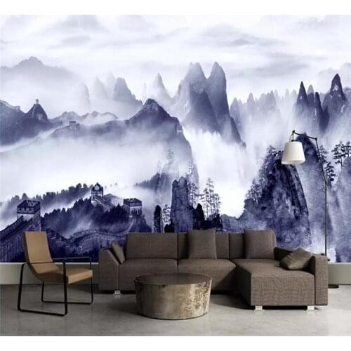Wanli Great Wall artistic background ink wall professional production mural wholesale wallpaper custom poster photo wall
