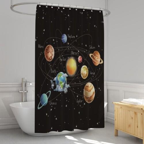 Bath Curtain Planet Printed Polyester Waterproof Shower Curtains Bathroom Toilet Accessories Bathroom Insulation Home Decor