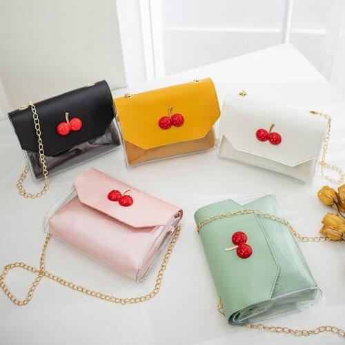 Women Transparent Shoulder Bag Summer Square Cherry Fairy Messenger Crossbody Bags -OPK