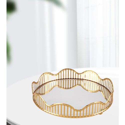 Mirrored Vanity Tray Decorative Serving Tray for Perfume, Jewelry, Makeup, Home Bedroom, Bathroom Retro Mirror Decorative Tray