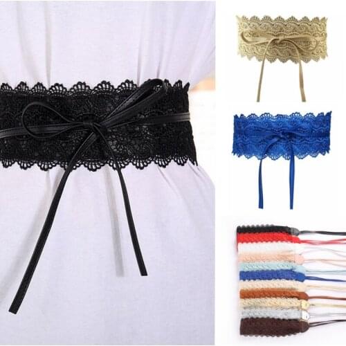 New Black White Wide Corset Lace Belt Female Self Tie Obi Cinch Waistband Belts for Women Wedding Dress Waist Band Accessories