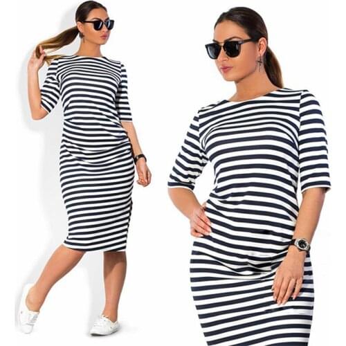2020 Womens Clothing O Neck Zebra Striped Dress Europe Hot Style Large Big Size Casual Dress Vestidos 5XL 6XL Plus Size