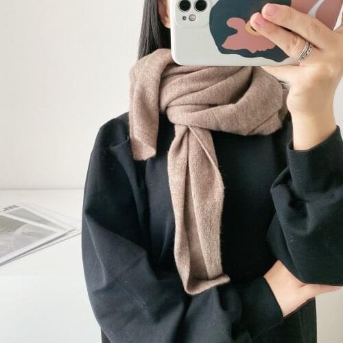 Winter Cashmere Solid Scarves Lady Thicken Warm soft Shawls Wraps Knitted Wool Long Scarf