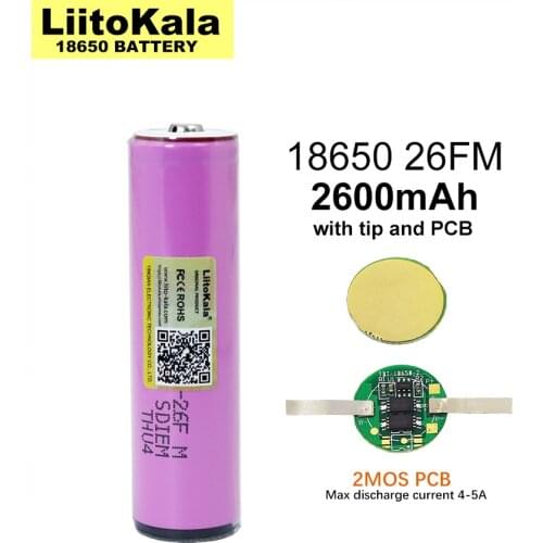 1-20PCS Liitokala 3.7V/4.2V 18650 2600mAh ICR18650-26FM Rechargeable Lithium Battery PCB Protection Board for Flashlight