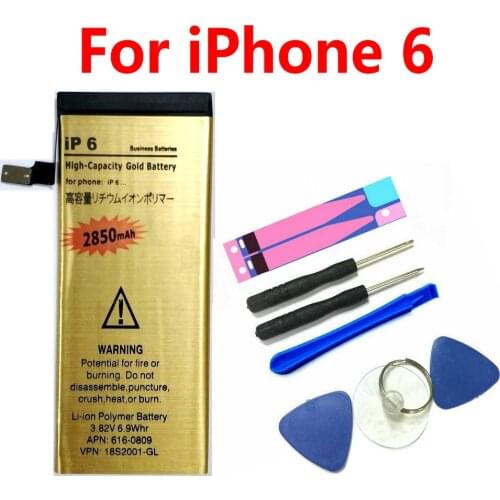 1PCS For iPhone 6 6G High Capacity Gold 2850mAh Li-ion Polymer Internal Battery + Screwdriver Tools