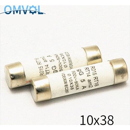 10PCS Fast blow Ceramic Fuse 10*38mm Fuse 500V 1A 2A 3A 4A 5A 6A 8A 10A 16A 20A 25A 32A 10x38mm