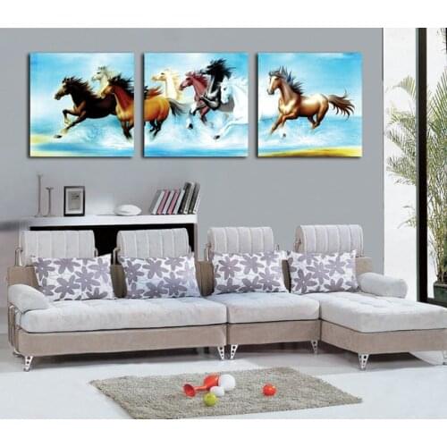 Unframed 3 Panels Canvas Print Painting Modern Horse Canvas Wall Art for Wall Decor Home Decoration Artwork for Living Room