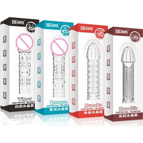 4 pcs/lot 4 Types Silicone Penis Sleeve Ring Delay Climax Ejaculation Condoms for Men Adult Product Sex Toys YS0143