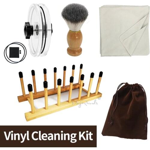 4 in 1 Vinyl Cleaning Kit LP Vinyl Record Cleaner Clamp /Water Cleaning Brush /Soft Cleaning Cloth/Vinyl Drying Rack
