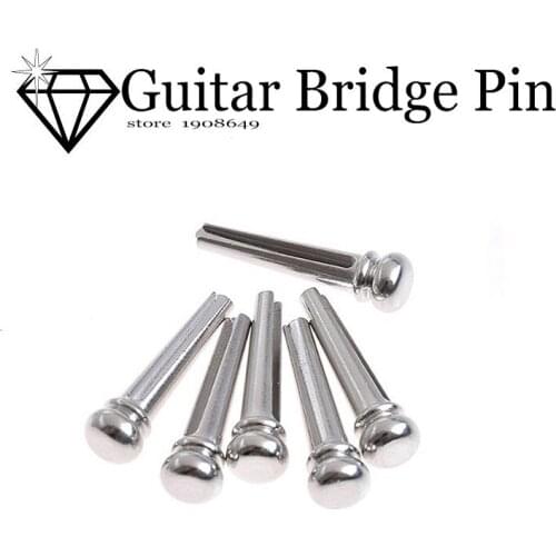 6pcs Chrome Acoustic Guitar Brass Bridge Pins String Nail Pins / End Pins bridge pins