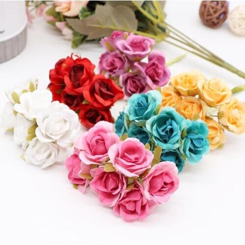 6 pcs/3cm artificial flowers Silk roses wedding shoes headdress DIY home decoration Flower wall artificial bridal wreath collage