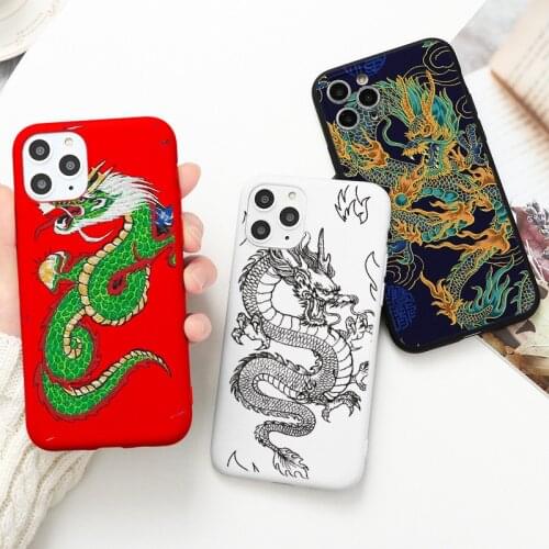 Red Black White Dragon Phone Case For iPhone 11 Pro XS MAX X XR 10 5 5s 6s 6 7 8 Plus SE 2020 Fashion Animal Silicone Back Cover
