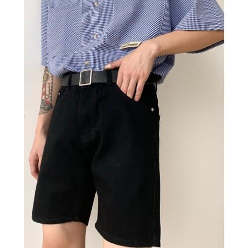 Denim Shorts for Men Summer Fashion Versatile Simple Black Denim Short Jeans Mens Loose Straight Jeans Slim Short Pants Men