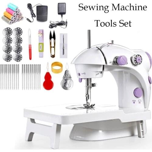 Mini Sewing Machine Treadle Electric Sewing Machine with Sewing Tools Set Household Electric Multi-function Mini Sewing Machines