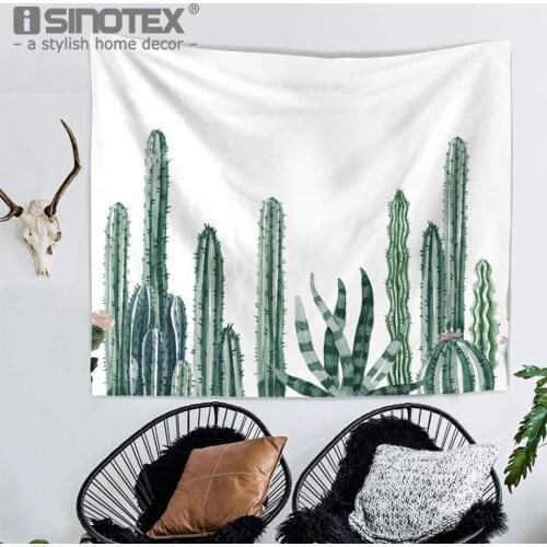 Cactus Printed Tapestry Cover Mandala Style Wall Hanging Decoration Polyester Fabric Throw Blanket Beach Towel Home Decor 2 Size